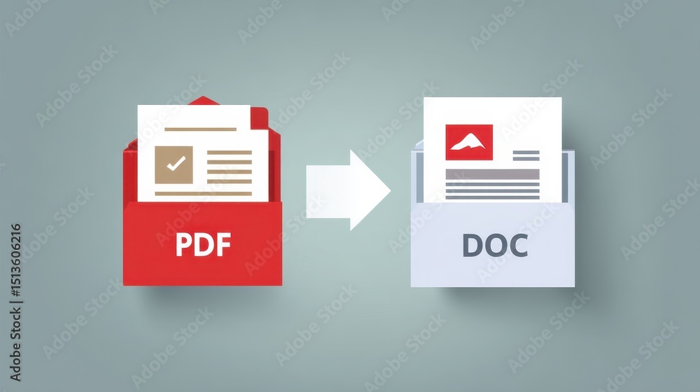 Image depicts the conversion of PDF files to DOC format, showcasing two ...