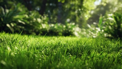 Poster - Close Up of Lush Green Grass on a Sunny Day, Symbolizing Growth and Environmental Sustainability for a Nature Blog : Generative AI