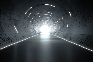 Poster - Futuristic Tunnel With Glowing Lights Leading to Bright End, Representing Progress and Technological Advancement in Business and Innovation : Generative AI