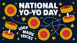 © Sohel - A stylized illustration celebrating National Yo-Yo Day with a dark navy blue background decorated with yellow stars