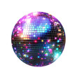 © SAJID - Disco ball colorful shiny reflective party nightclub decoration festive celebration event lighting mirror ball sparkling glowing bright lights discotheque rainbow red fun 70s on transparent background