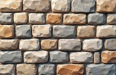 Aufkleber - Seamless rustic stone wall texture. Natural stone background pattern. Grey, beige, brown colors. Repeat texture, perfect for architecture, construction projects. Wall, building facade design element.