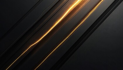Poster - Black and gold abstract background with lines and light. Modern luxury design with dynamic golden lines, elegant pattern, glow. Ideal for digital art, website design, posters.