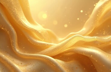 Aufkleber - Abstract gold background with flowing lines light effects. Shiny golden texture with swirl curves. Elegant luxury design illustration creates dreamy, glamour festive atmosphere. Perfect decor,