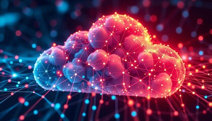 abstract digital cloud with interconnected nodes, representing big data processing and cloud computi