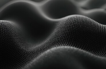 Poster - Abstract black carbon fiber pattern with soft waves and dot texture. Dark grey futuristic background with repeating design. Ideal for modern tech backgrounds, presentations, design projects.
