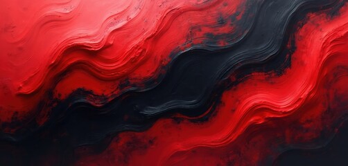 Leinwandbilder - Red abstract background with dark contrasting texture. The wavy shapes of the design create dynamic movement. Use as backdrop for poster template banner design or presentation element.