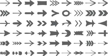 Wall Mural - a collection of various hand drawn arrows pointing in different directions on a white background art