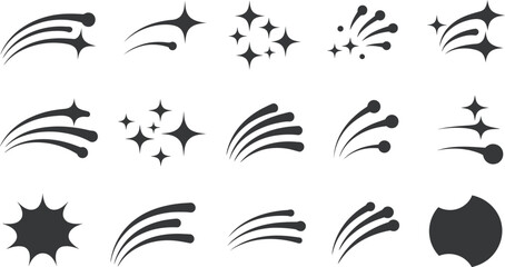 Wall Mural - collection of various black and white star and comet like shapes on a white background vector illust