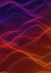 Wall Mural - abstract wavy grid pattern - vibrant abstract background with a wavy grid pattern in shades of orang