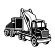 © Sonaton Chandra - Lowboy Truck Hauling an Excavator Svg