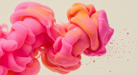 Wall Mural - pink and orange ink swirl abstract 2025-05-19 - abstract of pink and orange ink swirling, creating a