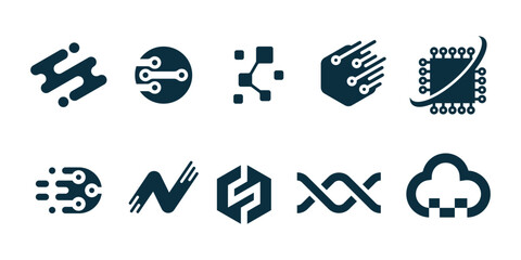 vector technology logo premium template bundle