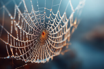 spider web with dew drops