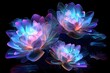 © Ruwan - Glowing neon lotus flowers beautifully illuminated against a dark background