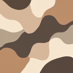 Poster - Abstract geometric illustration with irregular shapes. Smooth flowing curves, beige, brown, white colors palette. Elegant, luxurious soft textile pattern for wallpaper, decoration, fashion, design