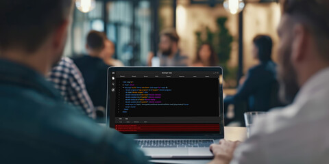 Software development programming on computer screen for brisk application and program coding
