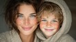 © Narongsag - Happy Mother and Son Portrait  Close up  Family  Love  Child  Freckles  Warm  Cozy  Knitwe