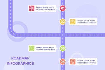  Crossroad Infographic with Vertical Milestone Path