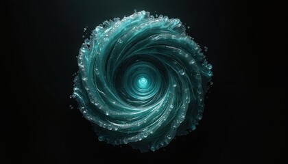Poster - Abstract illustration features swirling vortex, diamond shape. Dark backdrop energy motion, creating cosmic atmosphere. Concept art of universe, cosmos with interstellar elements, science fiction,