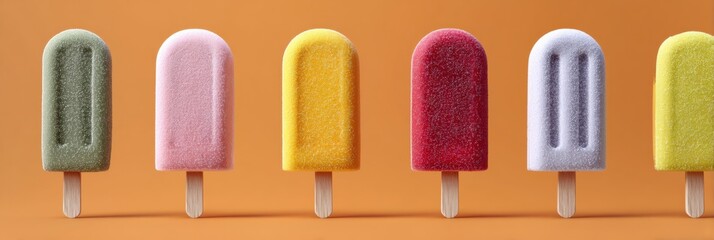 Aufkleber - Colorful Frosty Popsicles Arranged in a Clean Layout Showcasing Modern Branding and Fresh Design