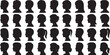 © MdMezbahul - Vector silhouettes of various children profiles displaying diversity in haircuts and styles in black