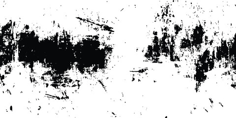 Fototapete -  Vector grunge black and white distressed texture background. contrast with bold black brush strokes applied over a white surface, evoking a raw, textured.