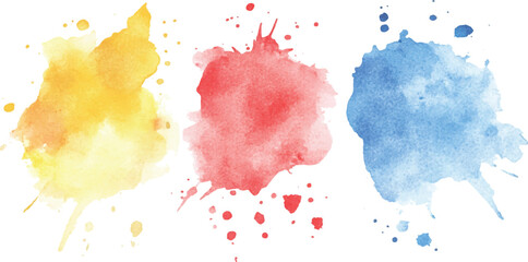 Aufkleber - Colorful abstract watercolor splash collection isolated on white background. Colorful paint splashes on white background. Set of watercolor circles brash multicolored. watercolor on white background.