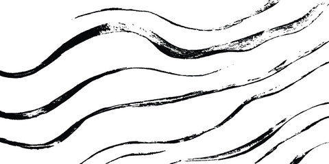 Aufkleber - Line art pattern isolated white backgrounds drawing. Wavy line abstract vector background. Curve wave. Line art striped graphic template. Vector illustration.
