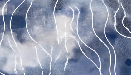 Poster - abstract rainy forest landscape with vertical streaks and foggy textures in monochrome blue and gray tones for modern web design, branding, album cover, or minimalist print media

