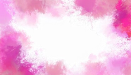 Poster - soft pink watercolor splash background with white center for web banner, feminine branding, print design, blog header, or greeting card template

