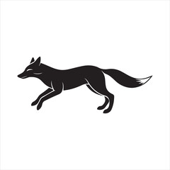 coyote silhouette line art vector illustration with a white background