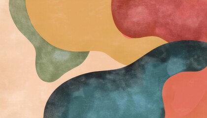 Leinwandbilder -  abstract organic colorfield composition with fluid overlapping shapes in earthy and pastel tones for modern web design, print artwork, branding, and digital background use