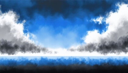 Poster -  dramatic abstract cloudscape with layered storm and blue sky contrast for web design, album cover, branding, digital wallpaper, and contemporary print illustration