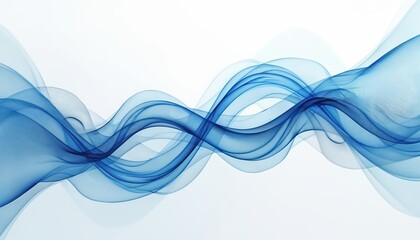 Poster - Abstract digital fractal pattern with expressive curved blue lines on white background. Digital artwork ideal for wallpaper tech, business, design, presentation, modern decoration. Wavy flowing