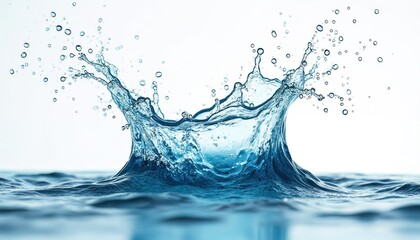 Leinwandbilder - Dynamic water splash isolated white background. Clear water droplet movement creates splash. Refreshing water, freshness concept. Liquid, nature design, clear aquatic, wave, sea, lake, motion.