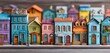© Fiaz Gulab  - A colorful row of miniature toy houses with varying designs and paint colors on a wooden surface
