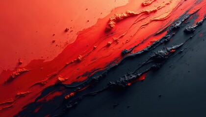 Poster - Abstract illustration. Red, black brush strokes on banner background. Artistic design, modern digital art. Generative AI tech, computer-generated image for creative visuals. Illustration concept for