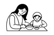 © Uttam - Mother and child preparing food together in kitchen