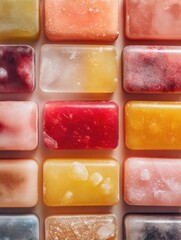 Aufkleber - Frozen Snack Assortment Arranged in Geometric Pattern With Vibrant Colors on a Minimal Backdrop