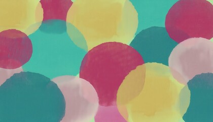 Poster - hand painted colorful polka dots on teal background for playful web design, modern branding, textile pattern, and creative print media with a retro abstract art feel

