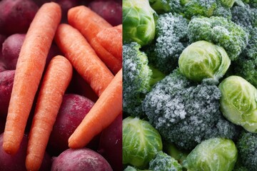 Poster - Fresh Versus Frozen Vegetable Prices Comparison Showcasing Carrots and Broccoli