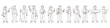 © Mykhailo Shvets - Hand-drawn lineup of construction workers with tools and helmets. Male and female characters in full-body poses for coloring and educational materials. Clean vector outline illustration on white