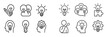 © PAPA STOCK - Creative icons representing ideas and innovation in various forms, including light bulbs and head silhouettes filled with imagination