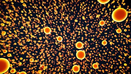 Wall Mural - Abstract blue sphere with a glowing orb on an orange background creating a surreal, soft focus, dreamlike atmosphere