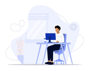 Freelancer concept illustration. Suitable for landing page, ui, web, App intro card, editorial, flyer, and banner.