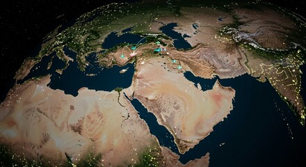 Realistic Image of Earth at Night City Light View from Space