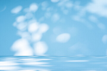 Leinwandbilder - Wall interior background, studio and backdrops show products. with soft light shadow from window color blue and white. background for text insertion and presentation of product	