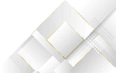 Wall Mural - abstract background geometric white squares and gold lines,used in graphic illustration work media o