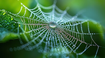 Dew-kissed spiderweb